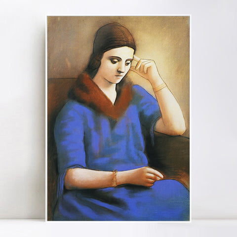 INVIN ART Framed Canvas Giclee Print Art 1923 Olga pensive by Pablo Picasso Wall Art Living Room Home Office Decorations