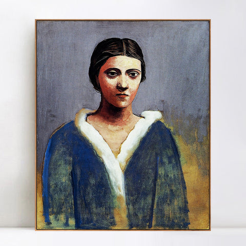 INVIN ART Framed Canvas Giclee Print Art 1923 Portrait de femme au col d'hermine (Olga) by Pablo Picasso Wall Art Living Room Home Office Decorations