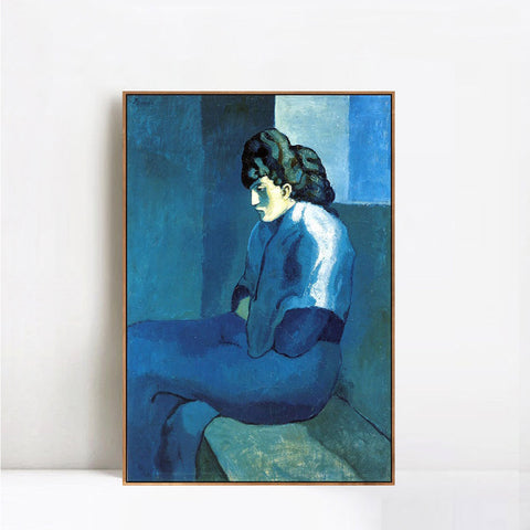INVIN ART Framed Canvas Giclee Print Art 1901 Femme de Saint-Lazare par clair de lune by Pablo Picasso Wall Art Living Room Home Office Decorations