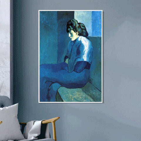 INVIN ART Framed Canvas Giclee Print Art 1901 Femme de Saint-Lazare par clair de lune by Pablo Picasso Wall Art Living Room Home Office Decorations