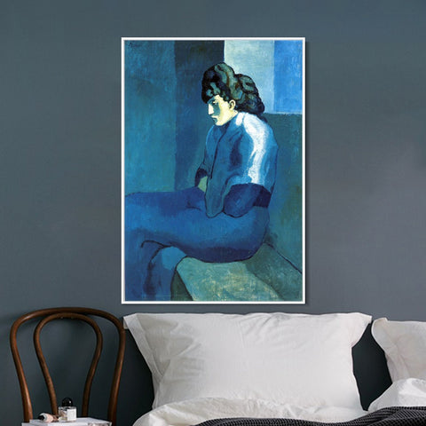 INVIN ART Framed Canvas Giclee Print Art 1901 Femme de Saint-Lazare par clair de lune by Pablo Picasso Wall Art Living Room Home Office Decorations