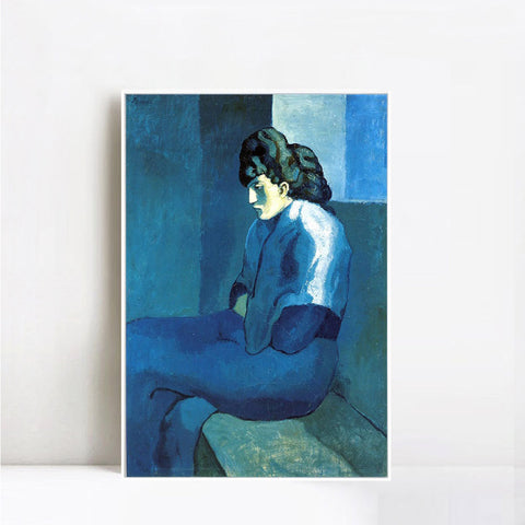 INVIN ART Framed Canvas Giclee Print Art 1901 Femme de Saint-Lazare par clair de lune by Pablo Picasso Wall Art Living Room Home Office Decorations