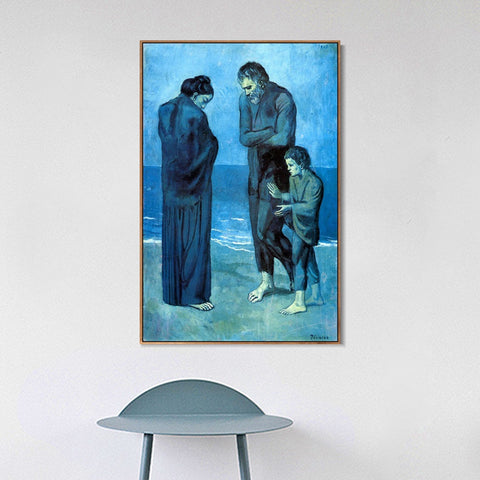 INVIN ART Framed Canvas Giclee Print Art 1903 Des pauvres au bord de la mer by Pablo Picasso Wall Art Living Room Home Office Decorations
