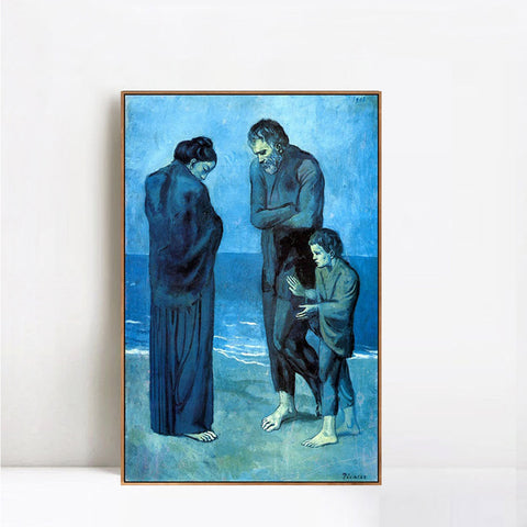 INVIN ART Framed Canvas Giclee Print Art 1903 Des pauvres au bord de la mer by Pablo Picasso Wall Art Living Room Home Office Decorations