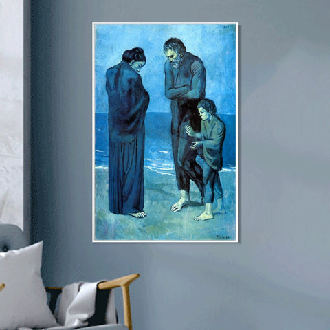 INVIN ART Framed Canvas Giclee Print Art 1903 Des pauvres au bord de la mer by Pablo Picasso Wall Art Living Room Home Office Decorations