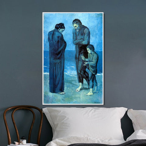 INVIN ART Framed Canvas Giclee Print Art 1903 Des pauvres au bord de la mer by Pablo Picasso Wall Art Living Room Home Office Decorations