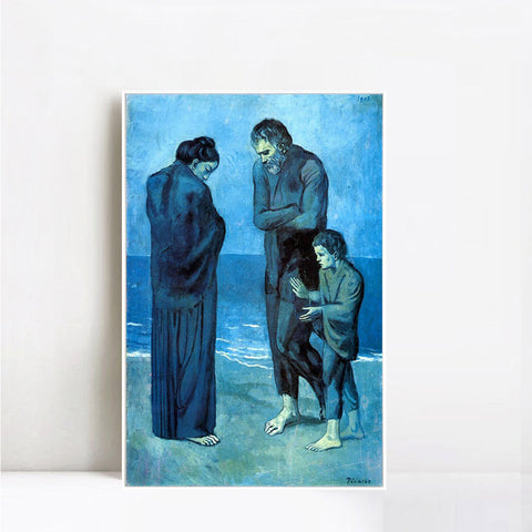 INVIN ART Framed Canvas Giclee Print Art 1903 Des pauvres au bord de la mer by Pablo Picasso Wall Art Living Room Home Office Decorations