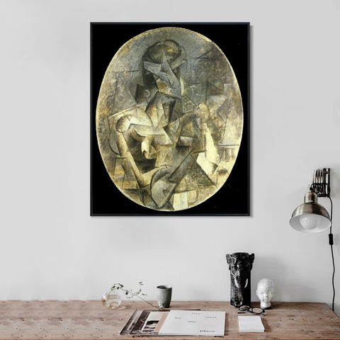 INVIN ART Framed Canvas Giclee Print Art 1910 Femme _la mandoline by Pablo Picasso Wall Art Living Room Home Office Decorations