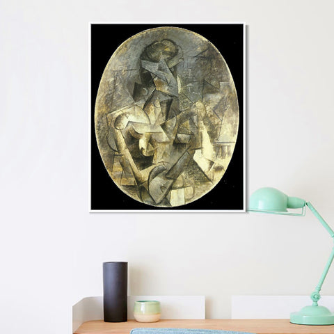 INVIN ART Framed Canvas Giclee Print Art 1910 Femme _la mandoline by Pablo Picasso Wall Art Living Room Home Office Decorations