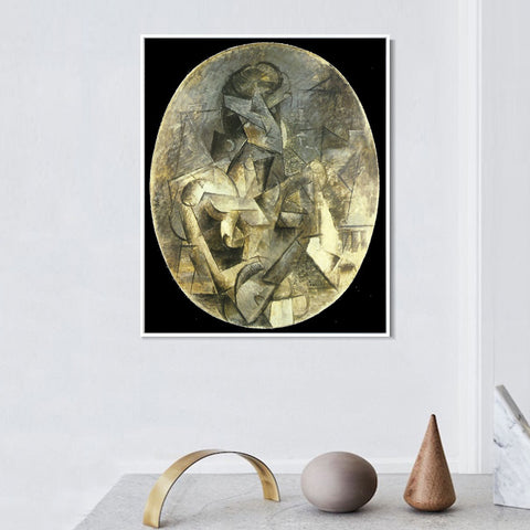 INVIN ART Framed Canvas Giclee Print Art 1910 Femme _la mandoline by Pablo Picasso Wall Art Living Room Home Office Decorations