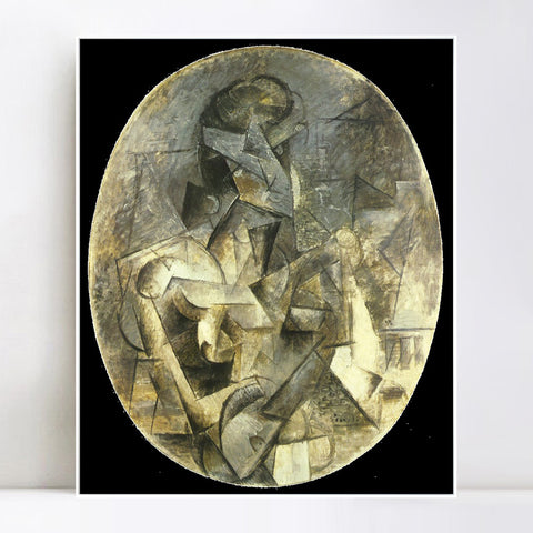 INVIN ART Framed Canvas Giclee Print Art 1910 Femme _la mandoline by Pablo Picasso Wall Art Living Room Home Office Decorations