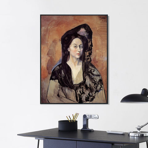INVIN ART Framed Canvas Giclee Print Art 1905 Portrait de Madame Benedetta Canals by Pablo Picasso Wall Art Living Room Home Office Decorations