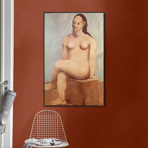 INVIN ART Framed Canvas Giclee Print Art 1906 femme nue sur la place de pierre by Pablo Picasso Wall Art Living Room Home Office Decorations