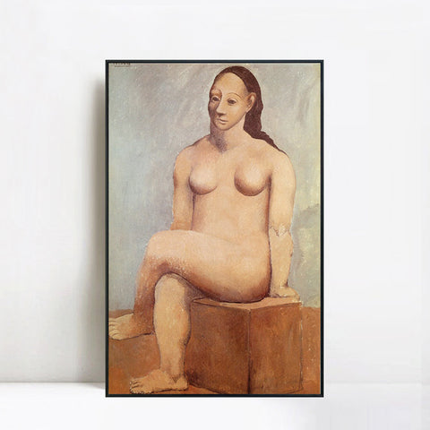 INVIN ART Framed Canvas Giclee Print Art 1906 femme nue sur la place de pierre by Pablo Picasso Wall Art Living Room Home Office Decorations