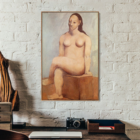 INVIN ART Framed Canvas Giclee Print Art 1906 femme nue sur la place de pierre by Pablo Picasso Wall Art Living Room Home Office Decorations