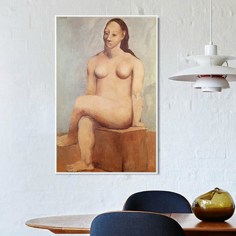 INVIN ART Framed Canvas Giclee Print Art 1906 femme nue sur la place de pierre by Pablo Picasso Wall Art Living Room Home Office Decorations