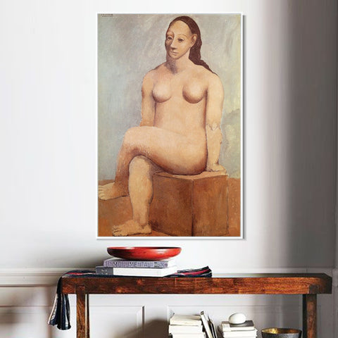INVIN ART Framed Canvas Giclee Print Art 1906 femme nue sur la place de pierre by Pablo Picasso Wall Art Living Room Home Office Decorations