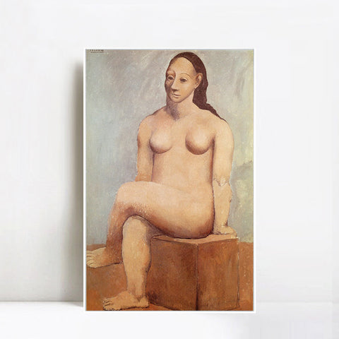 INVIN ART Framed Canvas Giclee Print Art 1906 femme nue sur la place de pierre by Pablo Picasso Wall Art Living Room Home Office Decorations