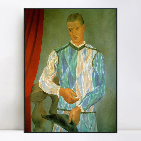 INVIN ART Framed Canvas Giclee Print Art 1917 L'arlequin de Barcelone by Pablo Picasso Wall Art Living Room Home Office Decorations