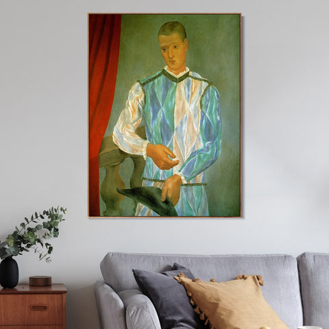 INVIN ART Framed Canvas Giclee Print Art 1917 L'arlequin de Barcelone by Pablo Picasso Wall Art Living Room Home Office Decorations
