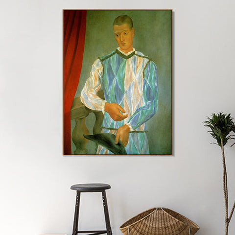 INVIN ART Framed Canvas Giclee Print Art 1917 L'arlequin de Barcelone by Pablo Picasso Wall Art Living Room Home Office Decorations