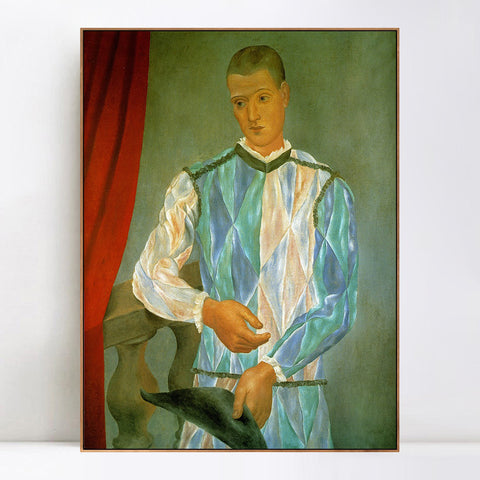 INVIN ART Framed Canvas Giclee Print Art 1917 L'arlequin de Barcelone by Pablo Picasso Wall Art Living Room Home Office Decorations
