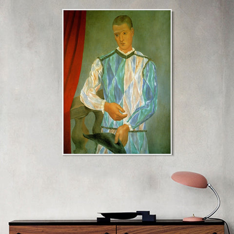 INVIN ART Framed Canvas Giclee Print Art 1917 L'arlequin de Barcelone by Pablo Picasso Wall Art Living Room Home Office Decorations