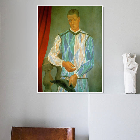INVIN ART Framed Canvas Giclee Print Art 1917 L'arlequin de Barcelone by Pablo Picasso Wall Art Living Room Home Office Decorations
