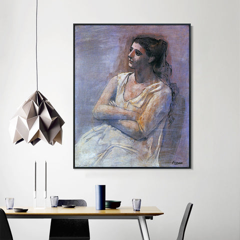 INVIN ART Framed Canvas Giclee Print Art 1923 Seated woman with her arms folded (Sarah Murphy) by Pablo Picasso Wall Art Living Room Home Office Decorations