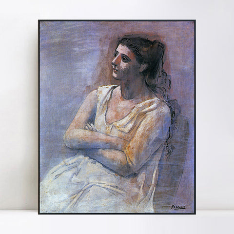 INVIN ART Framed Canvas Giclee Print Art 1923 Seated woman with her arms folded (Sarah Murphy) by Pablo Picasso Wall Art Living Room Home Office Decorations