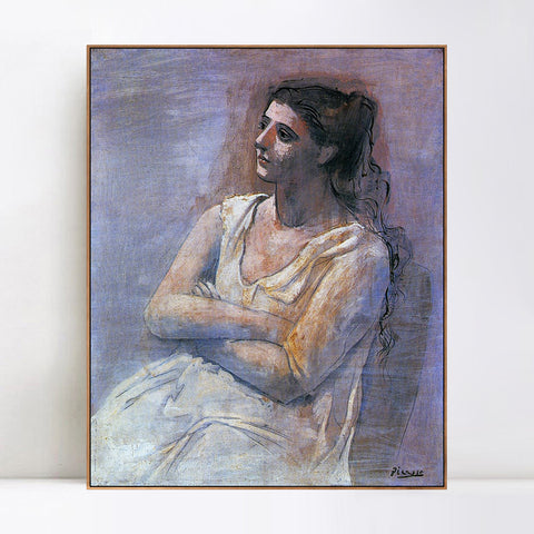 INVIN ART Framed Canvas Giclee Print Art 1923 Seated woman with her arms folded (Sarah Murphy) by Pablo Picasso Wall Art Living Room Home Office Decorations