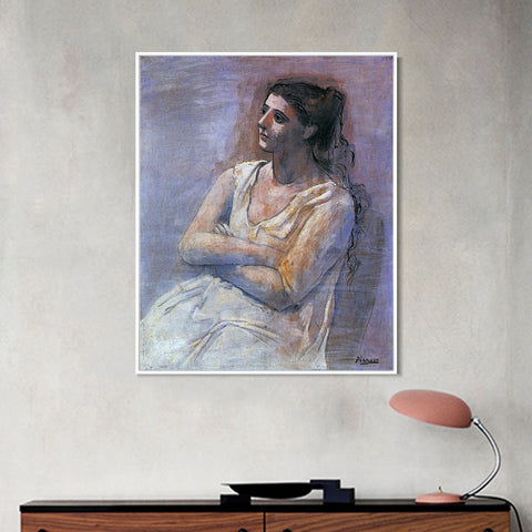INVIN ART Framed Canvas Giclee Print Art 1923 Seated woman with her arms folded (Sarah Murphy) by Pablo Picasso Wall Art Living Room Home Office Decorations