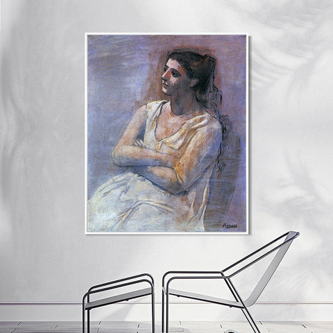 INVIN ART Framed Canvas Giclee Print Art 1923 Seated woman with her arms folded (Sarah Murphy) by Pablo Picasso Wall Art Living Room Home Office Decorations