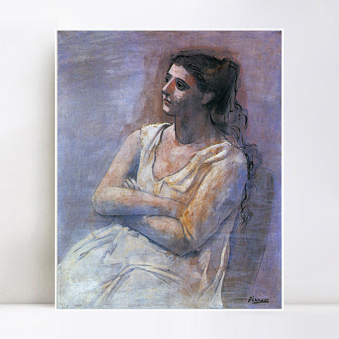 INVIN ART Framed Canvas Giclee Print Art 1923 Seated woman with her arms folded (Sarah Murphy) by Pablo Picasso Wall Art Living Room Home Office Decorations