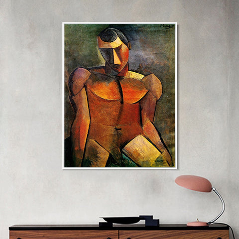 INVIN ART Framed Canvas Giclee Print Art 1908 Homme nu assis by Pablo Picasso Wall Art Living Room Home Office Decorations