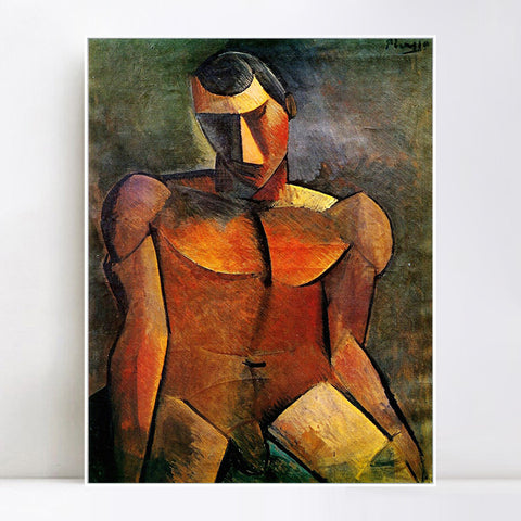 INVIN ART Framed Canvas Giclee Print Art 1908 Homme nu assis by Pablo Picasso Wall Art Living Room Home Office Decorations