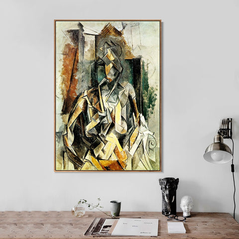 INVIN ART Framed Canvas Giclee Print Art 1909 Femme assise dans un fauteuil en mangeant des fleurs by Pablo Picasso Wall Art Living Room Home Office Decorations