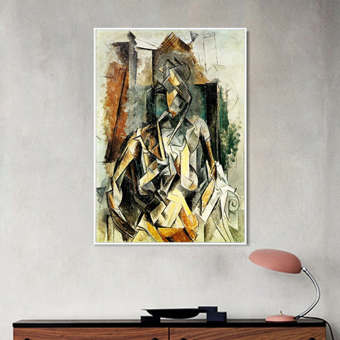 INVIN ART Framed Canvas Giclee Print Art 1909 Femme assise dans un fauteuil en mangeant des fleurs by Pablo Picasso Wall Art Living Room Home Office Decorations