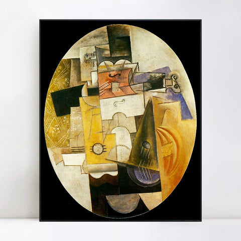 INVIN ART Framed Canvas Giclee Print Art 1913 Instruments de musique by Pablo Picasso Wall Art Living Room Home Office Decorations