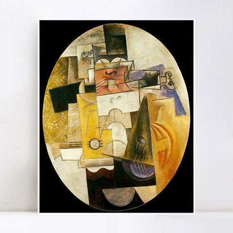 INVIN ART Framed Canvas Giclee Print Art 1913 Instruments de musique by Pablo Picasso Wall Art Living Room Home Office Decorations
