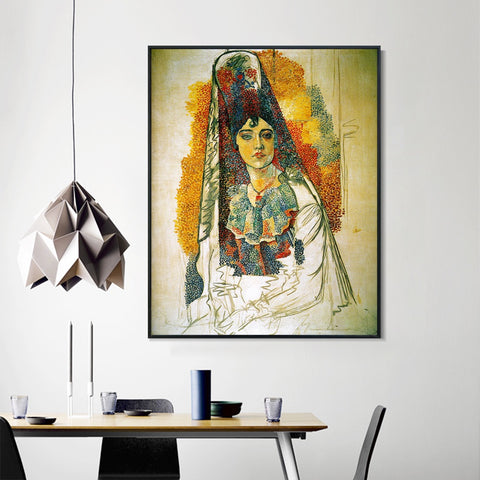 INVIN ART Framed Canvas Giclee Print Art 1917 Femme en costume espagnol (La Salchichona) by Pablo Picasso Wall Art Living Room Home Office Decorations