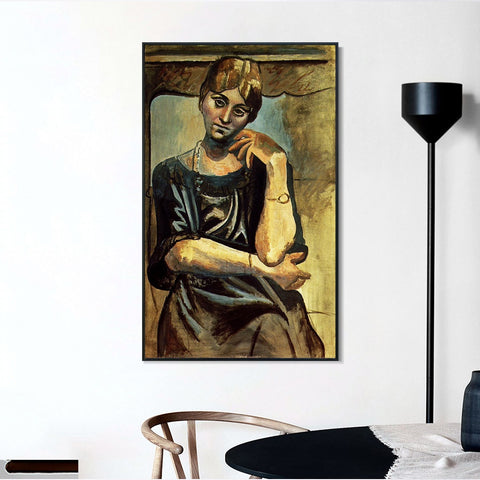INVIN ART Framed Canvas Giclee Print Art 1917 Olga Kokhlova1 by Pablo Picasso Wall Art Living Room Home Office Decorations