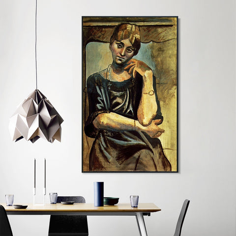 INVIN ART Framed Canvas Giclee Print Art 1917 Olga Kokhlova1 by Pablo Picasso Wall Art Living Room Home Office Decorations