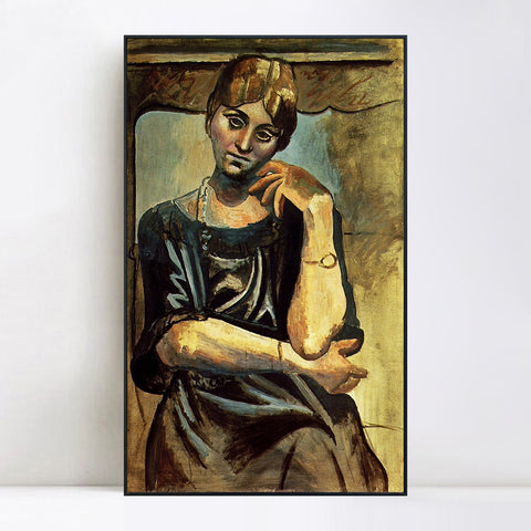 INVIN ART Framed Canvas Giclee Print Art 1917 Olga Kokhlova1 by Pablo Picasso Wall Art Living Room Home Office Decorations