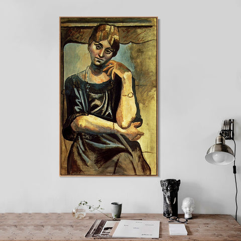 INVIN ART Framed Canvas Giclee Print Art 1917 Olga Kokhlova1 by Pablo Picasso Wall Art Living Room Home Office Decorations