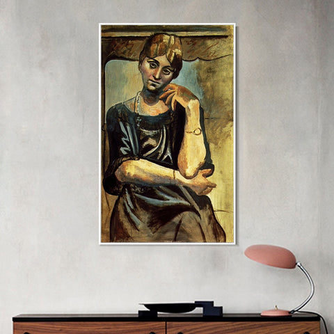 INVIN ART Framed Canvas Giclee Print Art 1917 Olga Kokhlova1 by Pablo Picasso Wall Art Living Room Home Office Decorations