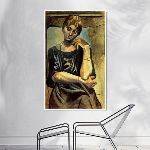 INVIN ART Framed Canvas Giclee Print Art 1917 Olga Kokhlova1 by Pablo Picasso Wall Art Living Room Home Office Decorations