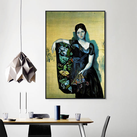 INVIN ART Framed Canvas Giclee Print Art 1917 Portrait d'Olga dans un fauteuil1 by Pablo Picasso Wall Art Living Room Home Office Decorations