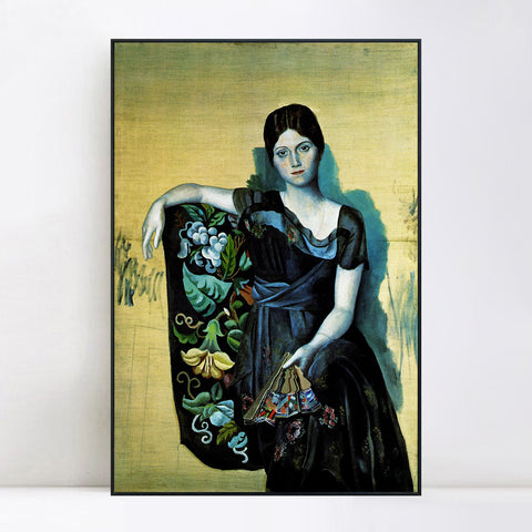 INVIN ART Framed Canvas Giclee Print Art 1917 Portrait d'Olga dans un fauteuil1 by Pablo Picasso Wall Art Living Room Home Office Decorations
