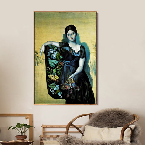 INVIN ART Framed Canvas Giclee Print Art 1917 Portrait d'Olga dans un fauteuil1 by Pablo Picasso Wall Art Living Room Home Office Decorations